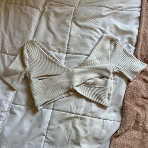 Criss cross white ribbed crop top. Forever 21 size small.